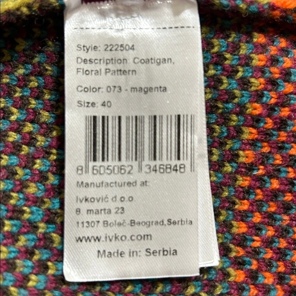 IVKO Floral Wool Cardigan Sweater Coat Large - Picture 13 of 14